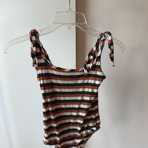 Striped Tie-Shoulder Women's Top